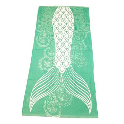 101 BEACH Summer Trendy Printed Large Beach Pool Towel - Personalization Available (Seafoam Green Mermaid Tail)
