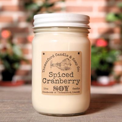 Spiced Cranberry Scented Candle - Blend of cranberry sauce and orange zests with hints of ginger, nutmeg (12oz)