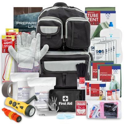 Urban Survival Bug-Out Bag Black - 2 Person 72 Hour Go Bag and Supplies