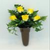 Crypt Cemetery Vase & Yellow Rose Silk Flowers Disc Base Ring Support for Epoxy view 2