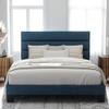 Allewie Queen Size Platform Bed Frame with Fabric Upholstered Headboard and Wooden Slats Support, Fully Upholstered Mattress Foundation/No Box Spring Needed/Easy Assembly, Navy Blue view 1
