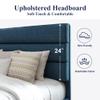 Allewie Queen Size Platform Bed Frame with Fabric Upholstered Headboard and Wooden Slats Support, Fully Upholstered Mattress Foundation/No Box Spring Needed/Easy Assembly, Navy Blue view 4
