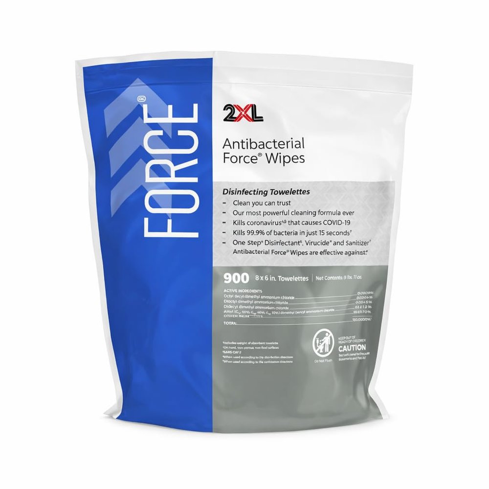 2XL Antibacterial Force Disinfecting Wipes  Bucket Refill Cleaning Wipe, 6" x 8", White  EPA Registered