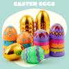JOYIN 64 Pcs 3.15" Colorful Printed Eggs Include 8 Golden, Plastic Fillable Empty Eggs for Easter Hunt, Basket Stuffer Filler, Classroom Prize, Party Favors view 2