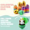 JOYIN 64 Pcs 3.15" Colorful Printed Eggs Include 8 Golden, Plastic Fillable Empty Eggs for Easter Hunt, Basket Stuffer Filler, Classroom Prize, Party Favors view 4