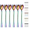 Rainbow Iced Tea Spoons, Kyraton Stainless Steel 7.5" Long Handle Mixing Spoon With Colorful Titanium Plating, Coffee Spoons, Stirring Bar Spoon, Cocktail Spoon, Latte Spoon Pack of 6 view 1