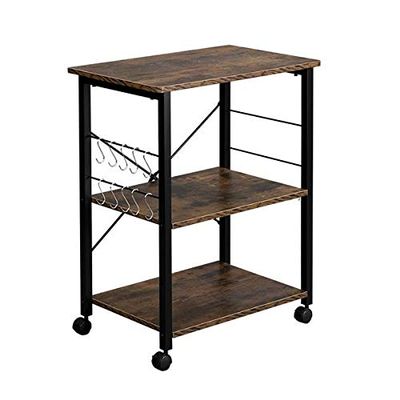 FRITHJILL Kitchen Rolling Microwave Cart on Wheels, 3-Tier Kitchen Utility Microwave Oven Stand Storage Cart Workstation Shelf