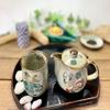 Kutani Hyakkaen kutaniyaki ware teapotteacup set Takara-zukushi feat.decorated base view 2