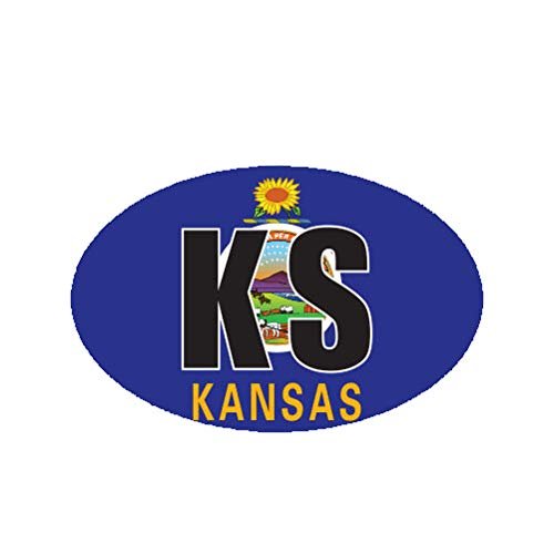 MAGNET Kansas State Flag Oval V2 Ks Magnetic Vinyl Car Fridge Sticks to any Metal Surface 5"