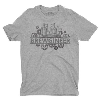 Brewgineer Craft Beer Brewer Graphic Tee T-Shirt Heather Grey