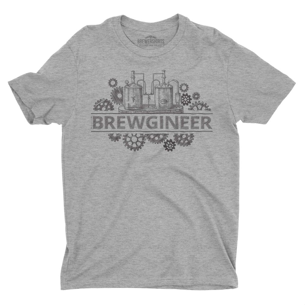 Brewgineer Craft Beer Brewer Graphic Tee T-Shirt Heather Grey