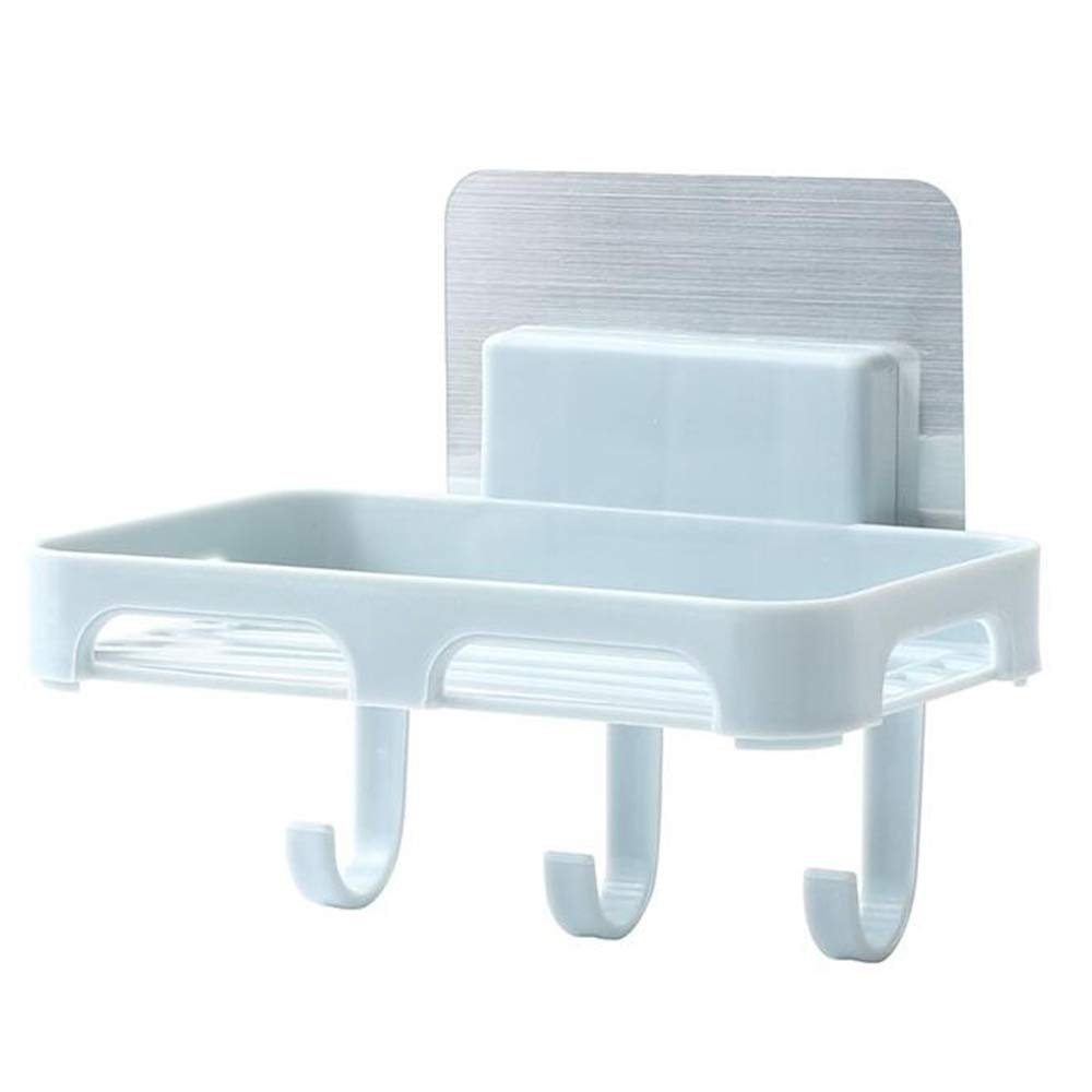 Bathroom Shelves WFF Wall-Mounted Soap Box, Sucker Soap Holder, Punch-Free Soap Box Drain Soap Toilet Soap Holder, with Hook-(4 Sets) (Color : C)
