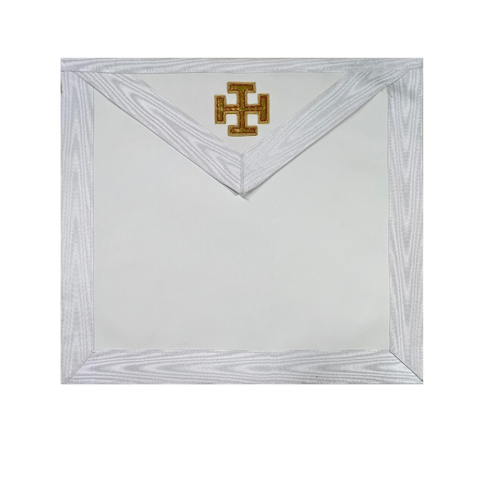 31st Degree with Gold Cross Scottish Rite Masonic Apron - [White]