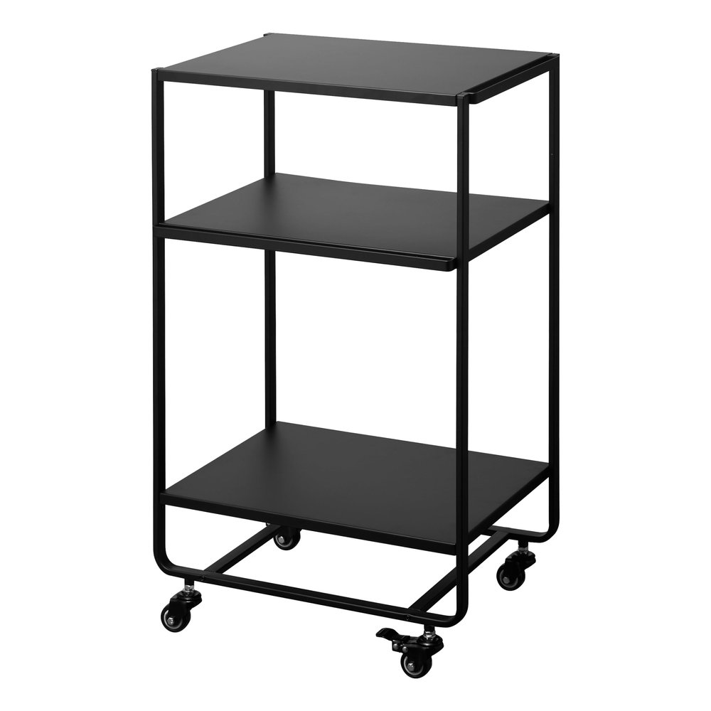YAMAZAKI Home Tower 3-Tier Trolley Rolling Metal Heavy-Duty Storage Cart Organizer with Casters/Utility Cart for Kitchen/Bathroom, 32" - Steel -