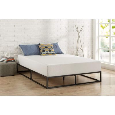 Fast Furnishings Twin Size 10-inch Low Profile Modern Metal Platform Bed Frame with Wooden Slats