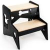 Wooden 2 Step Stool for Toddlers and Adults, Small Footstool Helper, Two Steps Ladder stools, Child for Kitchen Bathroom Garden, Stepping Seats (Black with Dog) view 1