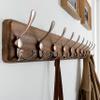 SKOLOO Coat Rack Wall Mounted - 38.3'' Long, Pack of 2, Wooden, Heavy Duty, Rustic Coat Hooks for Wall, Wall Coat Rack with 10 Triple Hooks for Hanging Clothes, Jacket, Hat(Brown & Retro Red) view 3