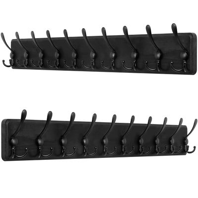 SKOLOO Rustic Large Wall Mounted Coat Rack-38.6" Long Coat Rack for Wall, Pine Solid Wood Coat Rack Hook, Farmhouse Coat Hanger Wall Mount for Hanging Jacket Coat Hat, Pack of 2