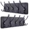 SKOLOO Coat Rack Wall Mounted - Pack of 2, Wooden, Heavy Duty, Rustic Coat Hooks for Wall, 16'' Hole to Hole, Wall Coat Rack with 5 Triple Hooks for Hanging Clothes, Jacket, Hat(Black) view 1