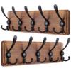 SKOLOO Rustic Wall Mounted Coat Rack: 16" Hole to Hole, Pine Real Wood Plank Wall Coat Rack with 5 Triple Hooks, Farmhouse Coat Hanger Wall Mount for Hanging Backpack Jacket Coat Hat,Pack of 2 view 1