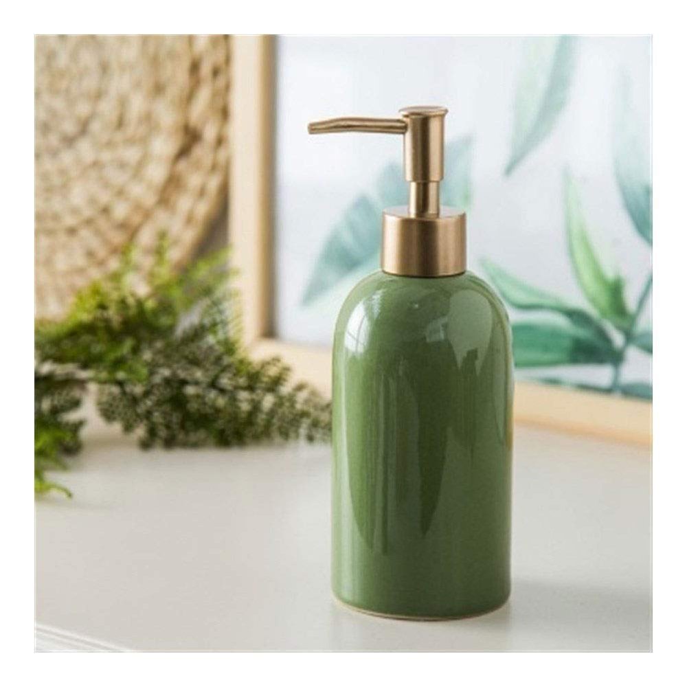 400ML Soap Dispenser Multicolor Ceramic Emulsion Dispensing Bottle Hotel Club Bathroom Hand Shower Gel Shampoo Lotion Bottle (Color : Green, Size : 400ml)