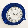 12" Antique Marine Blue Ship Porthole Clock Nautical Wall Mounted Clock Home Decorative view 1