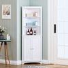 Spirich Tall Corner Cabinet with Doors and Shelves, Freestanding Corner Storage Cabinet for Bathroom, Kitchen, Living Room, White view 1