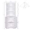Spirich Tall Corner Cabinet with Doors and Shelves, Freestanding Corner Storage Cabinet for Bathroom, Kitchen, Living Room, White view 2