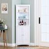 Spirich Tall Corner Cabinet with Doors and Shelves, Freestanding Corner Storage Cabinet for Bathroom, Kitchen, Living Room, White view 3