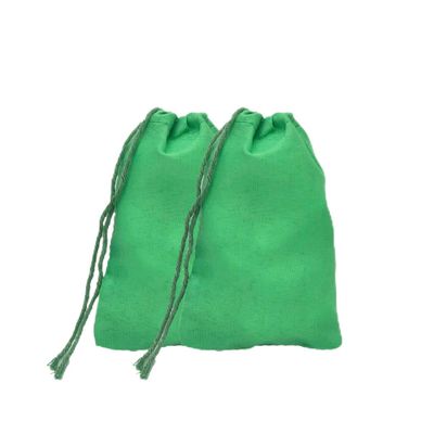 (12x16 inches) Green Cotton Bags, Reusable And Biodegradable Produce Muslin Drawstring Bags Available in Different Sizes (Pack Of 25)