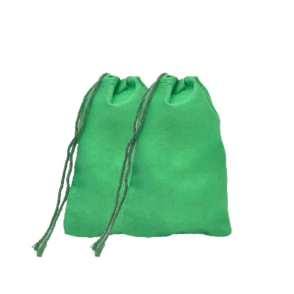 (18x20 inches) Green Cotton Bags, Reusable And Biodegradable Produce Muslin Drawstring Bags Available in Different Sizes (Pack Of 50)