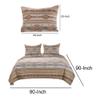 Benjara Full Size 3 Piece Polyester Quilt Set with Kilim Pattern, Multicolor view 3