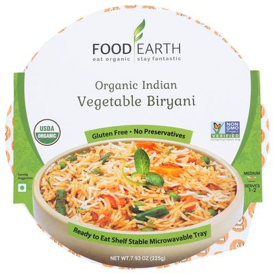 FOOD EARTH 2481547 7.93 oz Entree Organic Indian Vegetable Biryani
