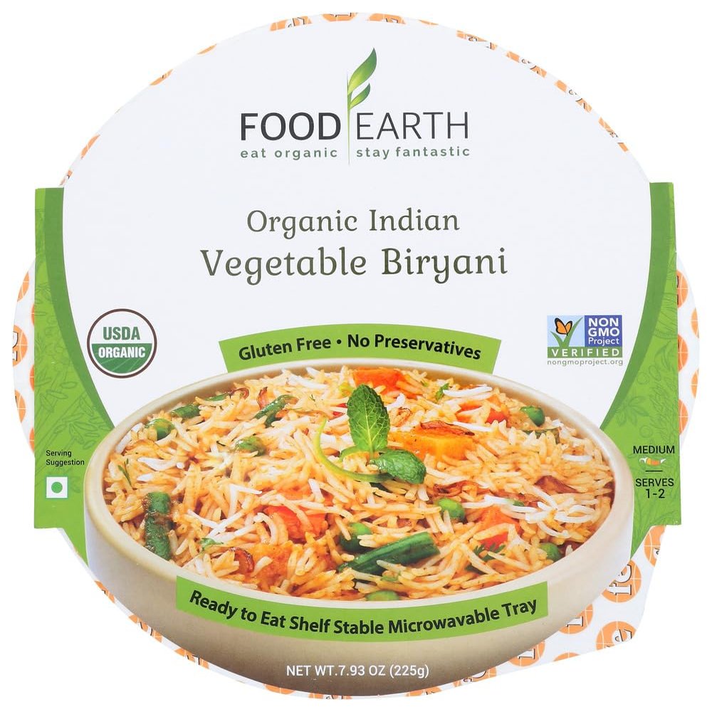 FOOD EARTH 2481547 7.93 oz Entree Organic Indian Vegetable Biryani