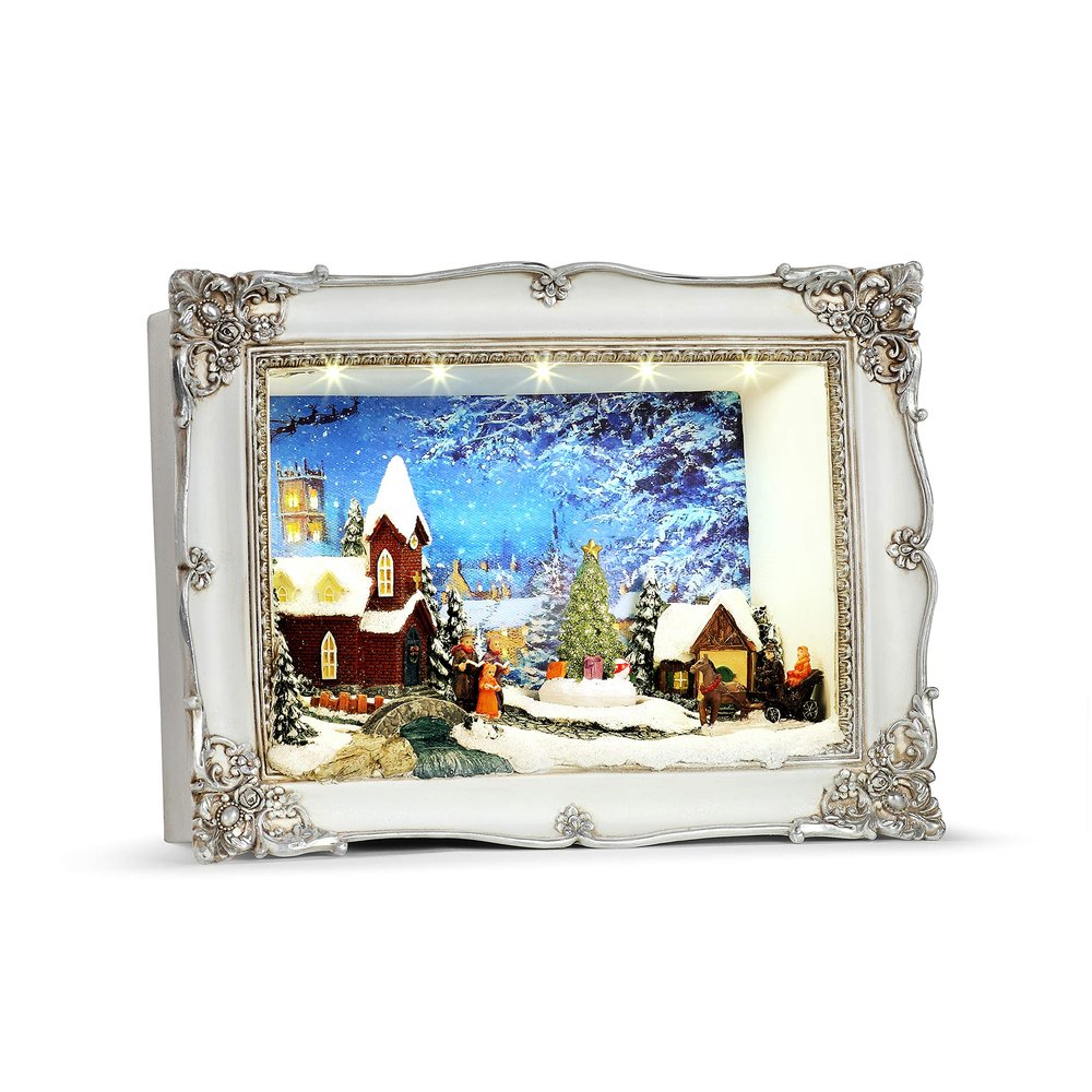 Mr. Christmas Animated Shadow Box Scenes - Church Christmas Dcor, White