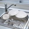 Hhyn Roll Up Dish Drying Rack Over The Sink 17.7"(L) x 15.6"(W), Multipurpose Foldable Stainless Steel Kitchen Rollable Drainer Rack, Gray view 2