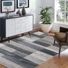 BNM Indoor Large Area Rug with Jute Backing, Modern Geometric, Perfect for Living and Dining Room, Bedroom, Hardwood Floors, Office, Dorm, Entryway, Rockwood Collection, 8' x 10', Blue-Taupe view 1