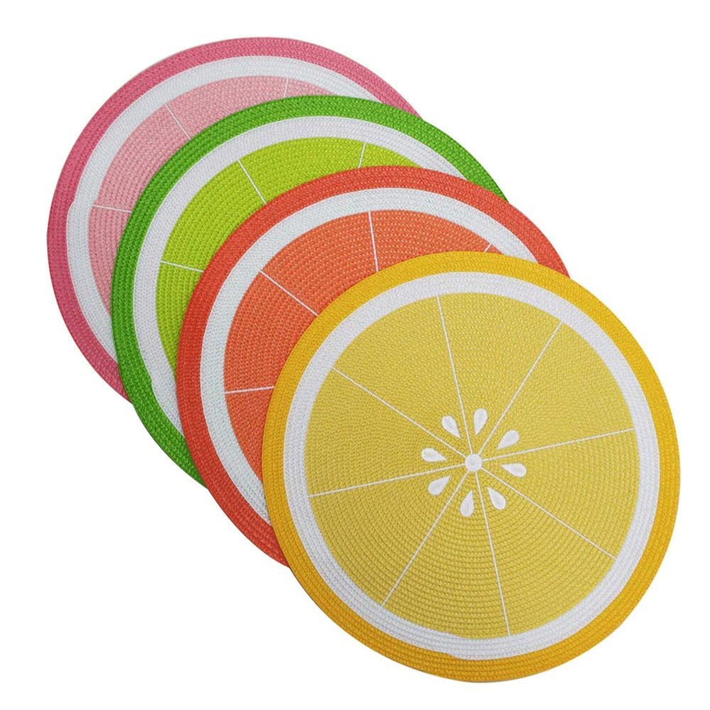 Celebrate Summer Together Lemon Orange Lime Watermelon Fruit Slice Round Placemats, Set of 4