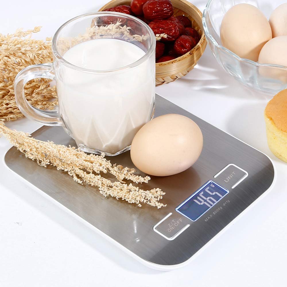 Stainless Steel Digital Kitchen Scale with LCD Display, 11lb/ 5 kg