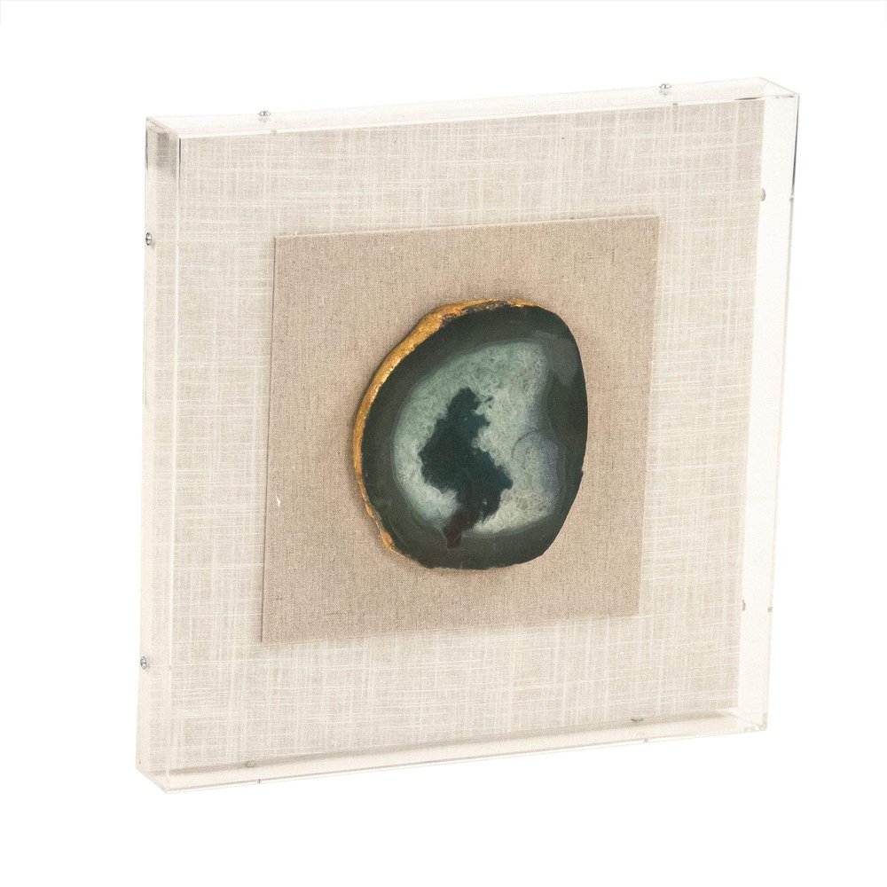 Green Geode in Shadow Box Framed Wall Art Decor 16" x 16"