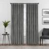 Eclipse Absolute Zero Harper Velvet Blackout Thermal Insulated Rod Pocket Curtains for Bedroom, Single Panel, 50" x 63", Charcoal view 1