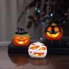 Mr. Halloween 4" Illuminated Ceramic Pumpkins Set of 3 - Classic Halloween Dcor, Orange view 2