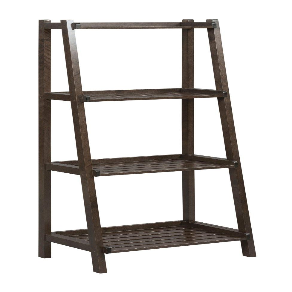 60" Coffee Brown Contemporary 4-Tier Ladder Leaning Multipurpose Shelf