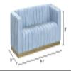 Meridian Furniture 603SkyBlu-S Marlon Collection Modern | Contemporary Velvet Upholstered Sofa with Deep Channlel Tufting and Brushed Gold Finish, Sky Blue, 86.5" W x 34" D x 28" H view 3
