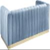 Meridian Furniture 603SkyBlu-S Marlon Collection Modern | Contemporary Velvet Upholstered Sofa with Deep Channlel Tufting and Brushed Gold Finish, Sky Blue, 86.5" W x 34" D x 28" H view 4