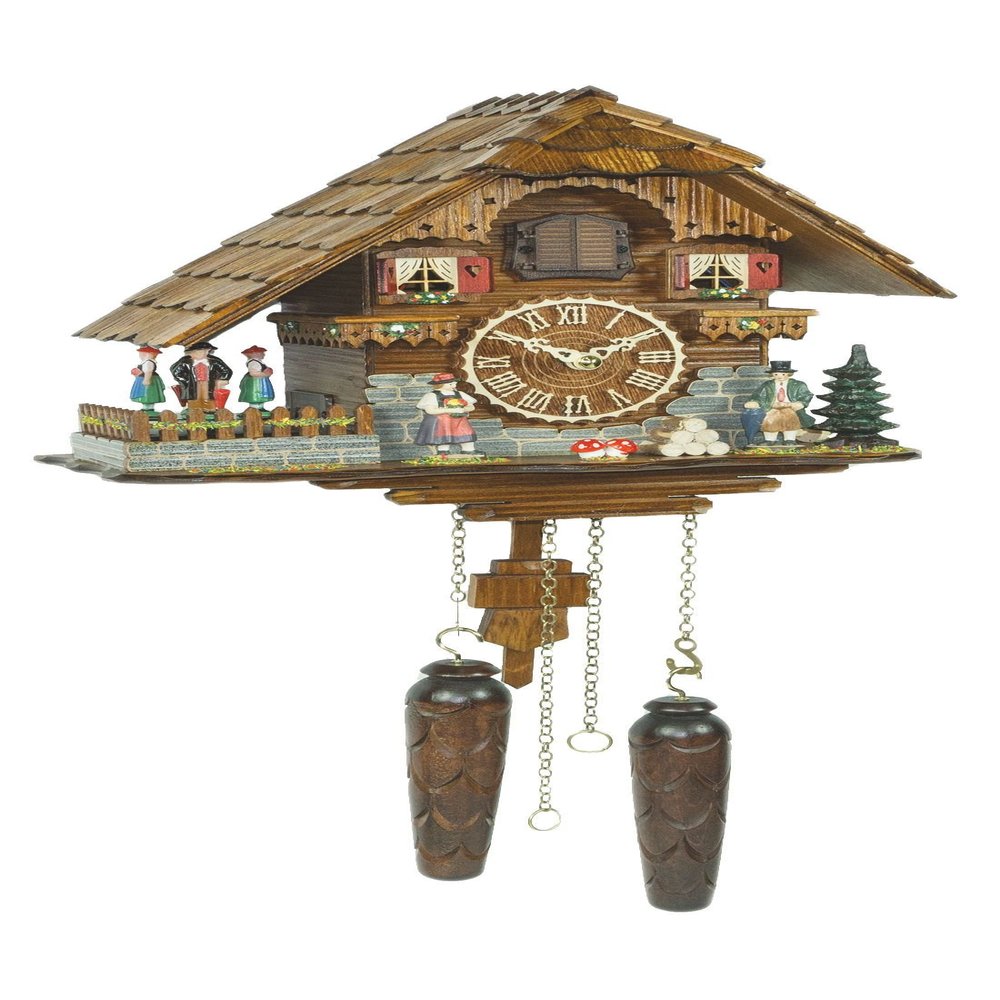 Trenkle Quartz Cuckoo Clock Black Forest House with Music, Turning Dancers