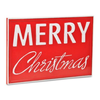 18.5" Red and White "MERRY Christmas" Wall Sign