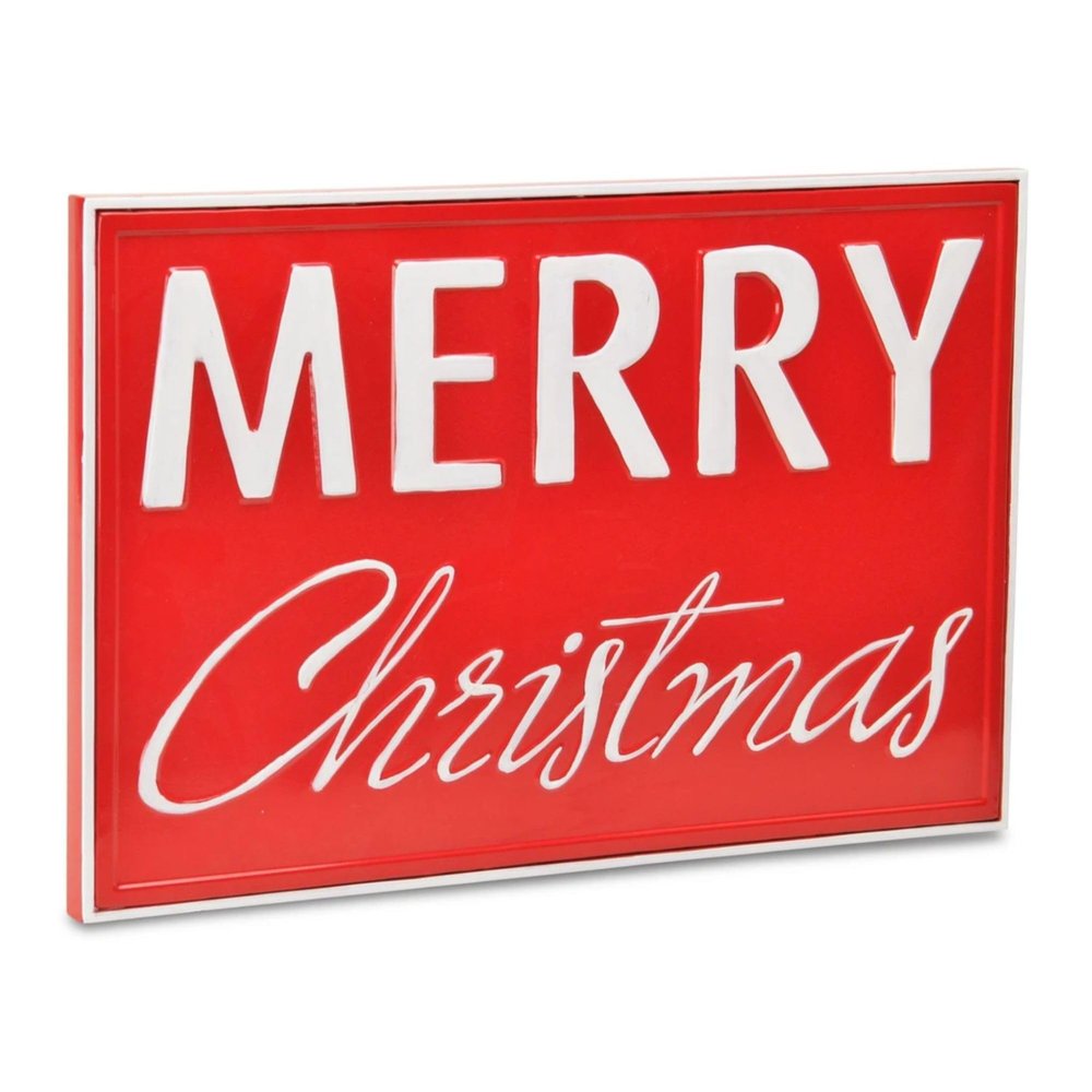 18.5" Red and White "MERRY Christmas" Wall Sign