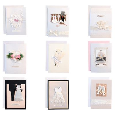 Boston International Handmade Card Set Enfant Terrible Bulk Embellished Greeting Cards, 54-Count, Wedding Day