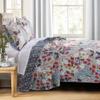 Benjara Full Size 3 Piece Polyester Quilt Set with Floral Prints, Multicolor view 1